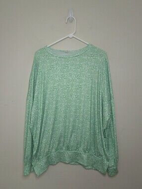 Women's Jenaration Green Floral Print Long Sleeve Top Sz Medium